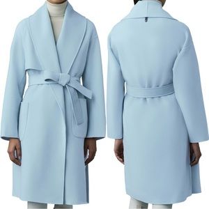 Mackage Thalia Double Face Tie Waist Wool Coat